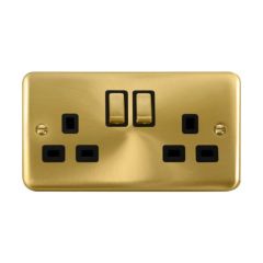 Click Deco Plus DPSB536BK 13A 2 Gang DP Switched Socket Outlet Satin Brass