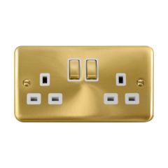 Click Deco Plus DPSB536WH 13A 2 Gang DP Switched Socket Outlet Satin Brass