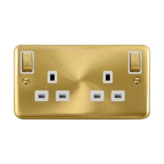 Click Deco Plus DPSB836WH 13A 2 Gang DP Switched Socket Outlet Satin Brass