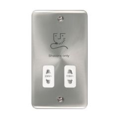 Click Deco Plus DPSC100WH 115V/230V Dual Voltage Shaver Socket Outlet Satin Chrome