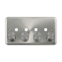 Click Deco Plus DPSC154PL 2 Gang Unfurnished Dimmer Plate & Knobs (1600W Max) - 4 Apertures Satin Chrome
