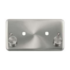 Click Deco Plus DPSC186 2 Gang Unfurnished Dimmer Plate & Knobs (1630W Max) - 2 Apertures Satin Chrome