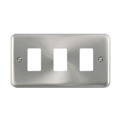 Click Deco Plus DPSC20403 3 Gang GridPro Frontplate Satin Chrome