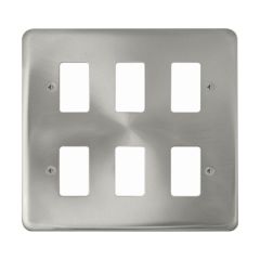 Click Deco Plus DPSC20506 6 Gang GridPro Frontplate Satin Chrome