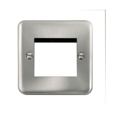 Click Deco Plus DPSC311 1 Gang New Media Unfurnished Plate - 2 Apertures Satin Chrome