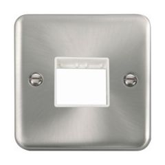Click Deco Plus DPSC402WH 1 Gang MiniGrid Unfurnished Plate - 2 Apertures Satin Chrome