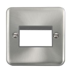 Click Deco Plus DPSC403GY 1 Gang MiniGrid Unfurnished Plate - 3 Apertures Satin Chrome