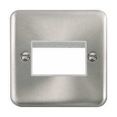 Click Deco Plus DPSC403WH 1 Gang MiniGrid Unfurnished Plate - 3 Apertures Satin Chrome