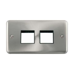 Click Deco Plus DPSC404BK 2 Gang MiniGrid Unfurnished Plate - 2 x 2 Apertures Satin Chrome