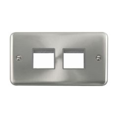 Click Deco Plus DPSC404GY 2 Gang MiniGrid Unfurnished Plate - 2 x 2 Apertures Satin Chrome