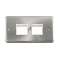 Click Deco Plus DPSC404WH 2 Gang MiniGrid Unfurnished Plate - 2 x 2 Apertures Satin Chrome