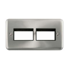 Click Deco Plus DPSC406BK 2 Gang MiniGrid Unfurnished Plate - 2 x 3 Apertures Satin Chrome