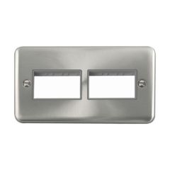 Click Deco Plus DPSC406GY 2 Gang MiniGrid Unfurnished Plate - 2 x 3 Apertures Satin Chrome