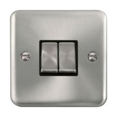 Click Deco Plus DPSC412BK 10AX 2 Gang 2 Way Plate Switch Satin Chrome