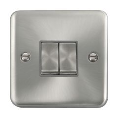 Click Deco Plus DPSC412GY 10AX 2 Gang 2 Way Plate Switch Satin Chrome