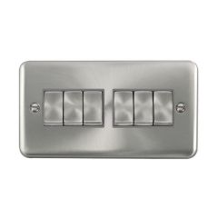 Click Deco Plus DPSC416GY 10AX 6 Gang 2 Way Plate Switch Satin Chrome