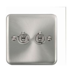 Click Deco Plus DPSC422 10AX 2 Gang 2 Way Toggle Plate Switch Satin Chrome