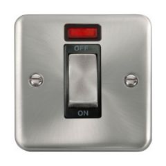 Click Deco Plus DPSC501BK 45A 1 Gang DP Plate Switch With Neon Satin Chrome