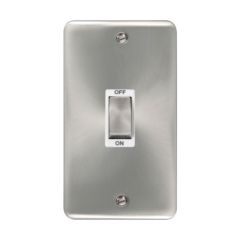 Click Deco Plus DPSC502WH 45A 2 Gang (Vertical) DP Plate Switch Satin Chrome