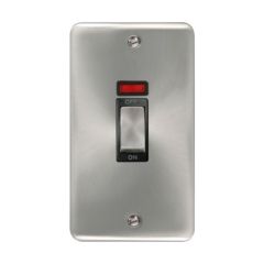 Click Deco Plus DPSC503BK 45A 2 Gang (Vertical) DP Plate Switch With Neon Satin Chrome