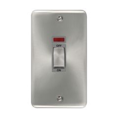 Click Deco Plus DPSC503GY 50A 2 Gang (Vertica) DP Plate Switch With Neon Satin Chrome