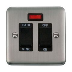 Click Deco Plus DPSS024BK 20A DP Sink/Bath Plate Switch With Neon Stainless Steel
