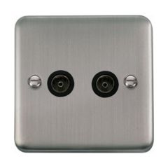 Click Deco Plus DPSS066BK Twin Non-Isolated Coaxial Outlet Stainless Steel