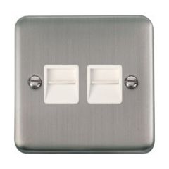 Click Deco Plus DPSS121WH Twin Telephone Outlet (Master) Stainless Steel