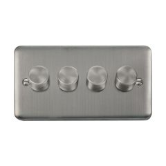 Click Deco Plus DPSS164 4 Gang 2 Way 100W Dimmer Switch Stainless Steel
