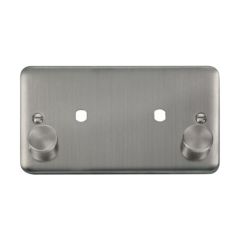 Click Deco Plus DPSS186 2 Gang Unfurnished Dimmer Plate & Knobs (1630W Max) - 2 Apertures Stainless Steel