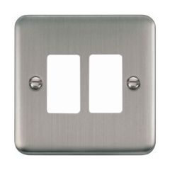 Click Deco Plus DPSS20402 2 Gang GridPro Frontplate Stainless Steel