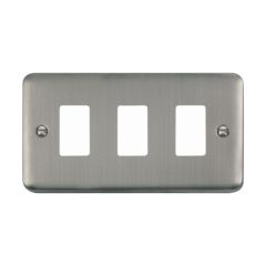 Click Deco Plus DPSS20403 3 Gang GridPro Frontplate Stainless Steel