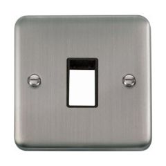 Click Deco Plus DPSS401BK 1 Gang MiniGrid Unfurnished Plate - 1 Aperture Stainless Steel