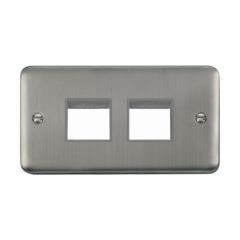 Click Deco Plus DPSS404GY 2 Gang MiniGrid Unfurnished Plate - 2 x 2 Apertures Stainless Steel