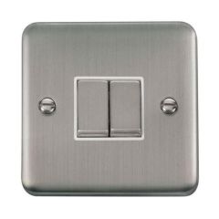 Click Deco Plus DPSS412WH 10AX 2 Gang 2 Way Plate Switch Stainless Steel