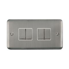 Click Deco Plus DPSS414WH 10AX 4 Gang 2 Way Plate Switch Stainless Steel