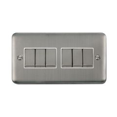 Click Deco Plus DPSS416WH 10AX 6 Gang 2 Way Plate Switch Stainless Steel