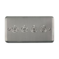 Click Deco Plus DPSS424 10AX 4 Gang 2 Way Toggle Plate Switch Stainless Steel