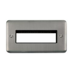 Click Deco Plus DPSS426BK 2 Gang MiniGrid Unfurnished Plate - 6 In-Line Apertures Stainless Steel