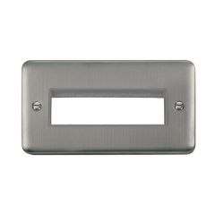Click Deco Plus DPSS426GY 2 Gang MiniGrid Unfurnished Plate - 6 In-Line Apertures Stainless Steel