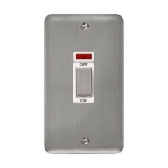 Click Deco Plus DPSS503WH 45A 2 Gang (Vertical) DP Plate Switch With Neon Stainless Steel