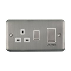 Click Deco Plus DPSS504WH 45A 2 Gang DP Switch With 13A DP Switched Socket Outlet Stainless Steel