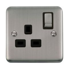Click Deco Plus DPSS535BK 13A 1 Gang DP Switched Socket Outlet Stainless Steel
