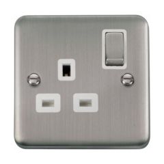 Click Deco Plus DPSS535WH 13A 1 Gang DP Switched Socket Outlet Stainless Steel