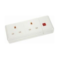 Click ES002 13A 2 Gang Trailing Socket Outlet With Neon