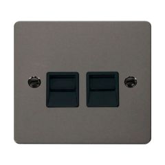 Click Define FPBN126BK Twin Telephone Outlet (Secondary) Black Nickel