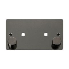 Click Define FPBN186 2 Gang Unfurnished Dimmer Plate & Knobs (1630W Max) - 2 Apertures Black Nickel