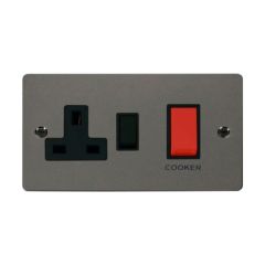 Click Define FPBN204BK 45A 2 Gang DP Switch With 13A DP Switched Socket Outlet Black Nickel