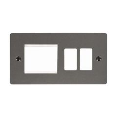 Click Define FPBN31102 2 Gang GridPro With Twin New Media Aperture Combination Plate Black Nickel