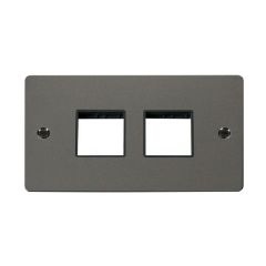 Click Define FPBN404BK 2 Gang MiniGrid Unfurnished Plate - 2 x 2 Apertures Black Nickel